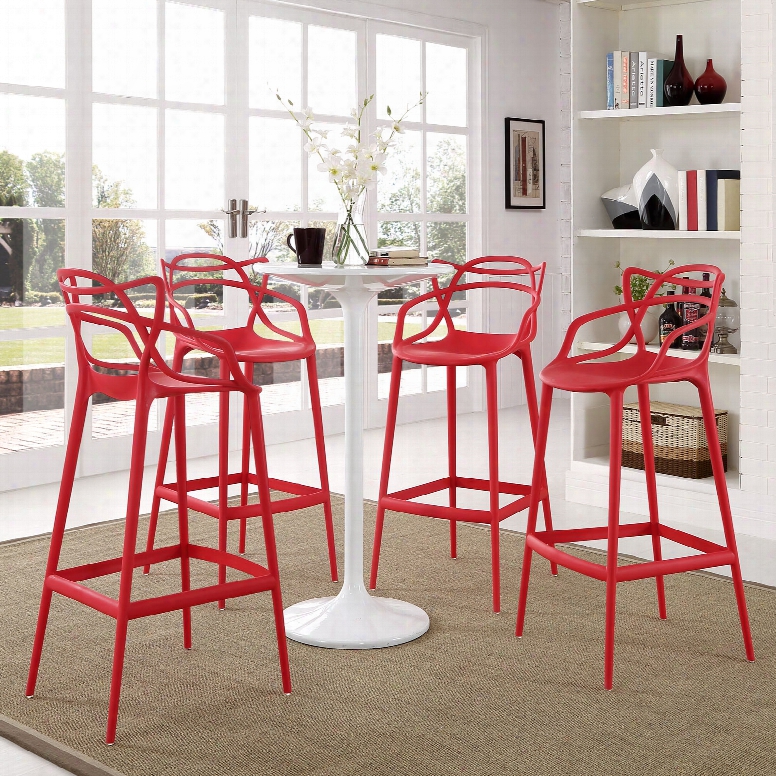 Entangled Bar Stool Set Of 4 In Red