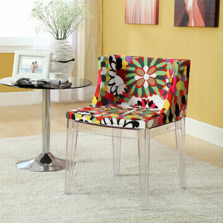 Flower Dining Side Chair In Clear