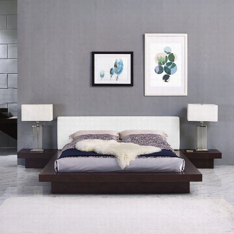 Freja 3 Piece Queen Vinyl Bedroom Set In Cappuccino White