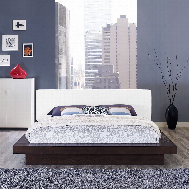 Freja Queen Vinyl Plaatform Bed In Cappuccino White