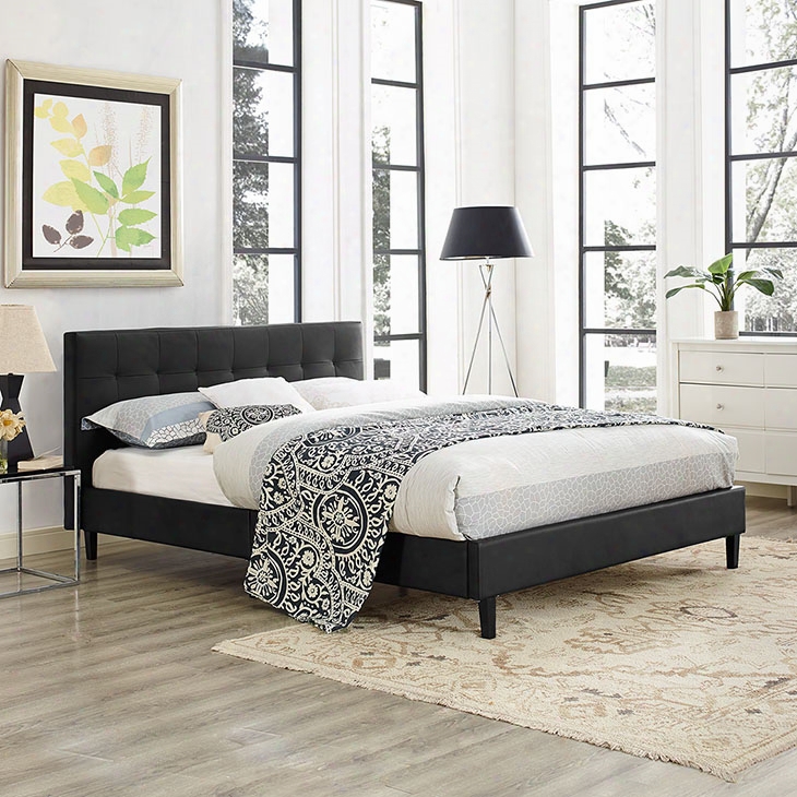 Linnea Queen Vinyl Bed In Black