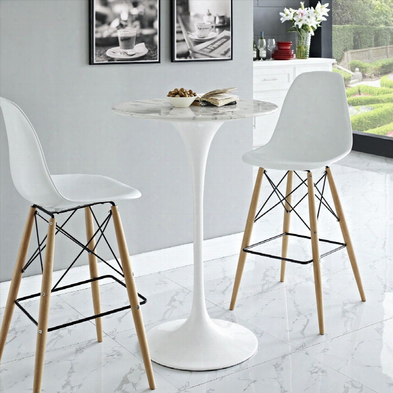 Lippa 28" Artificial Marble Bar Table In White