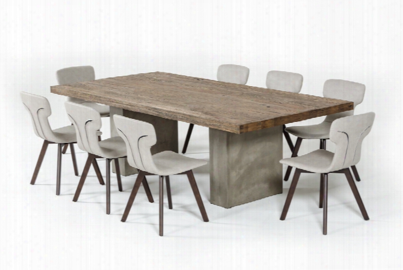 Modrest Renzo Modern Oak & Concrete Dining Table