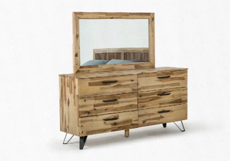 Modrest Sala Modern Light Wood Dresser & Mirror Set