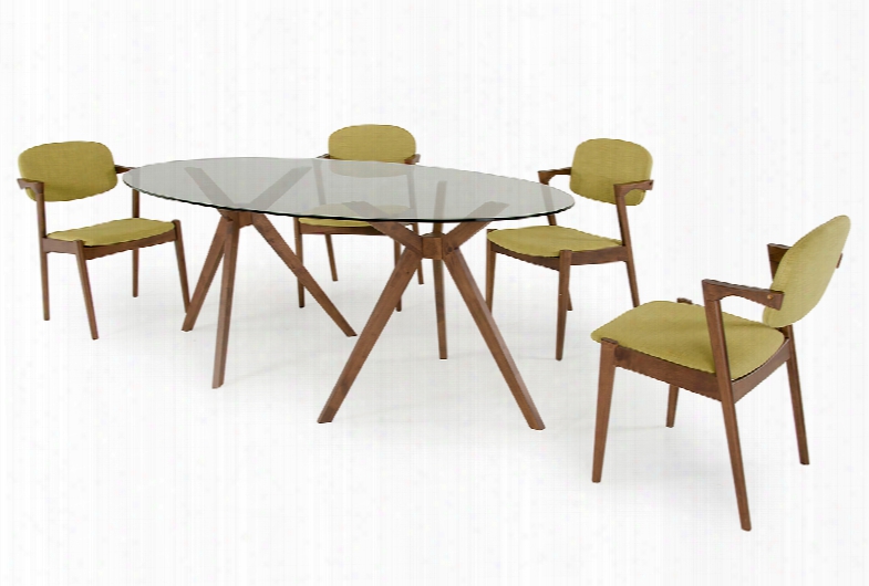Modrest Skylar Mid-century Glass Oval Dining Table