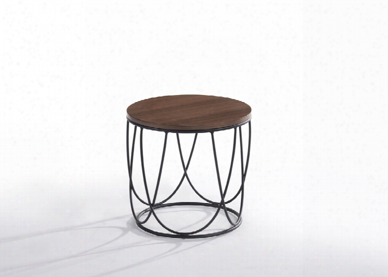 Modrest Strang Modern Walnut & Black Round End Table