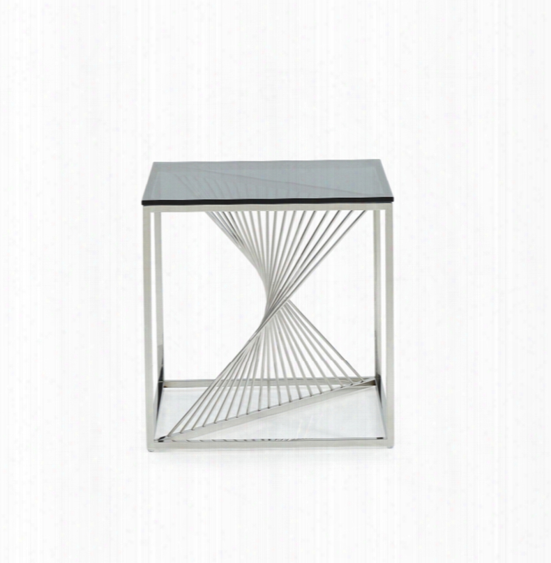 Modrest Trinity Modern Glass & Stainless Steel End Table