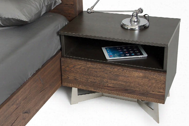 Modrest Wharton Modern Dark Aged Oak Nightstand