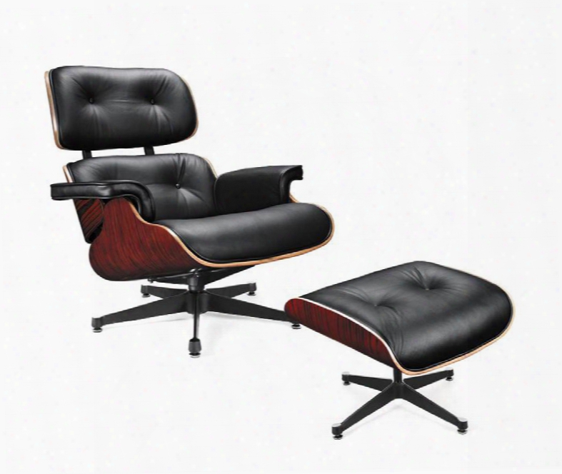 Moser Modern Black Leather Lounge Chair