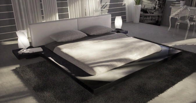 Opal Black Gloss Japanese Style Platform Bed