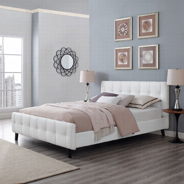 Ophelia Queen Vinyl Bed In White