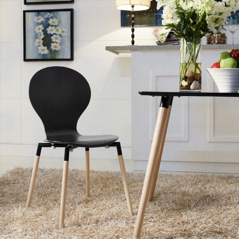 Path Dining Wood Side Chair In Black