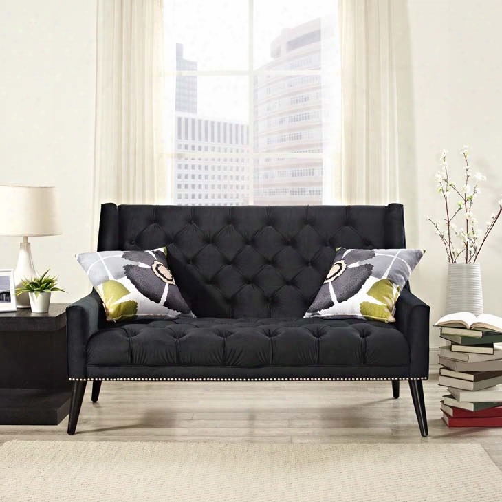 Peruse Velvet Loveseat In Black