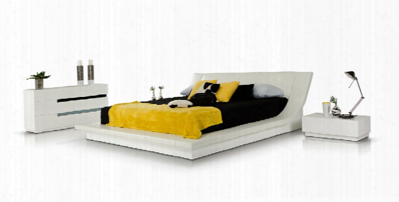 Polar Modern White Leather Platform Bed