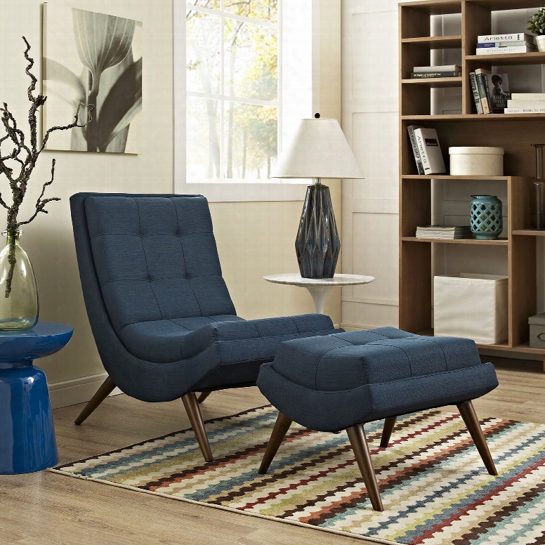 Ramp Fabric Lounge Chair Set In Azure