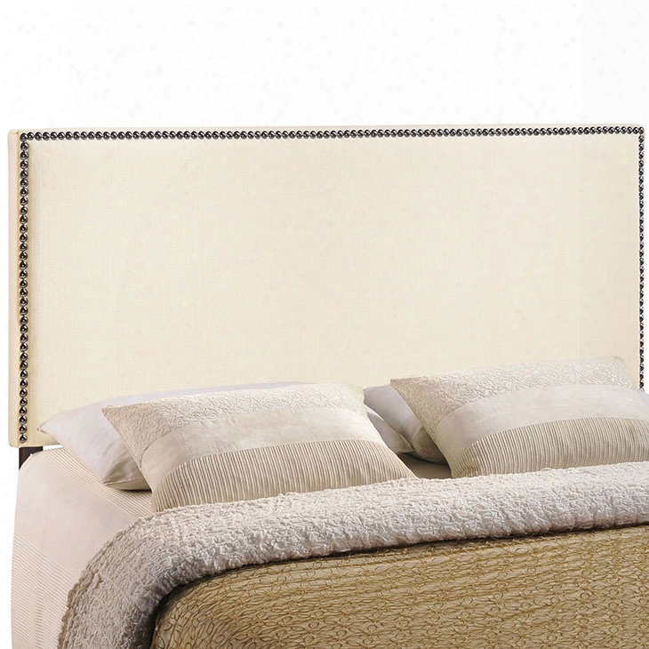 Region Full Nailhead Upholstered Headboard In Ivory