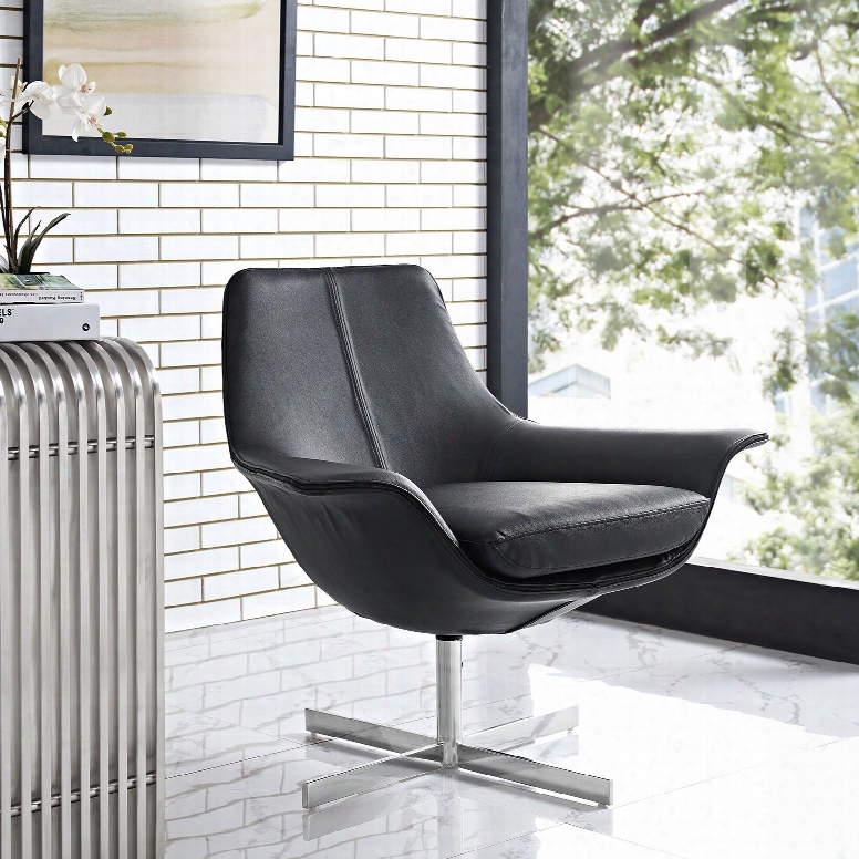 Release Bonded Leather Lounge Chair In Black