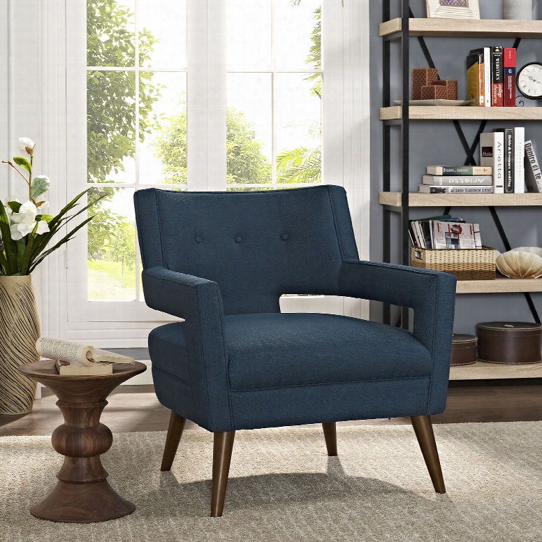 Sheer Fabric Armchair In Azure