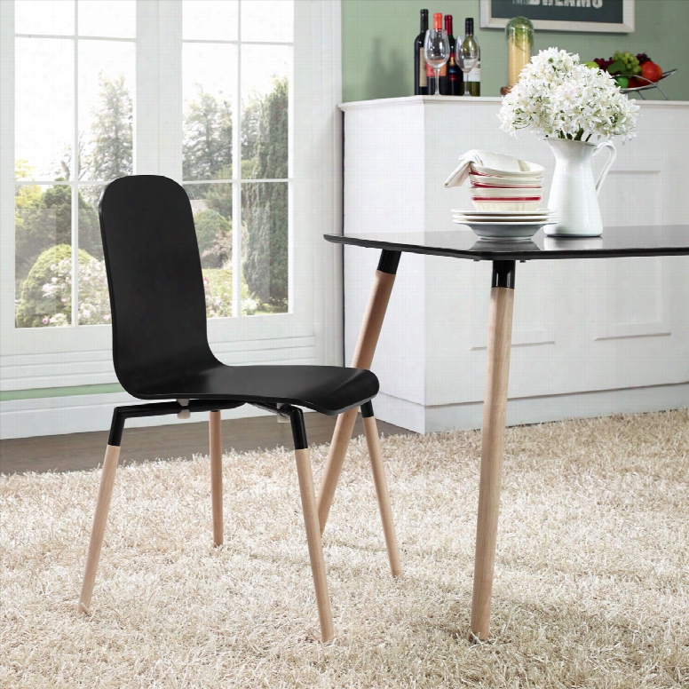 Stack Dining Wood Side Chair In Black