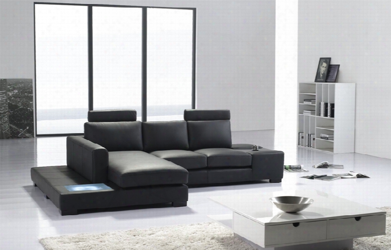 T35 Mini Modern Black Leather Sectional Couch