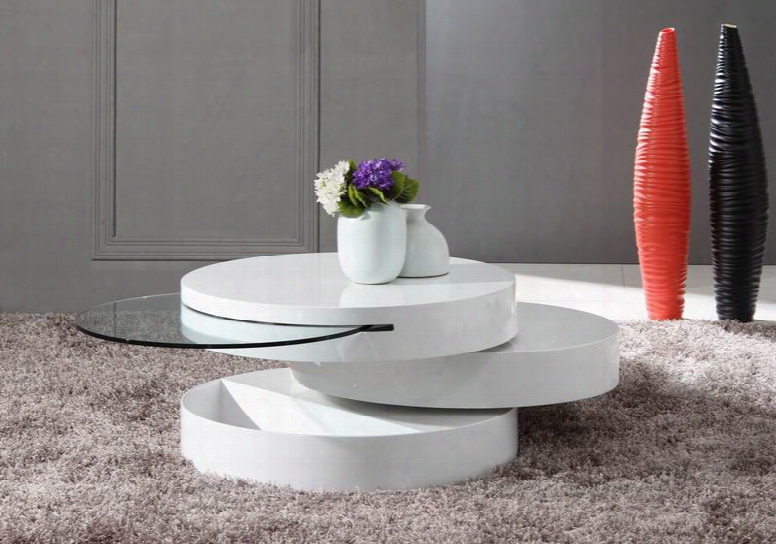 Tier Modern White Swivel Coffee Table