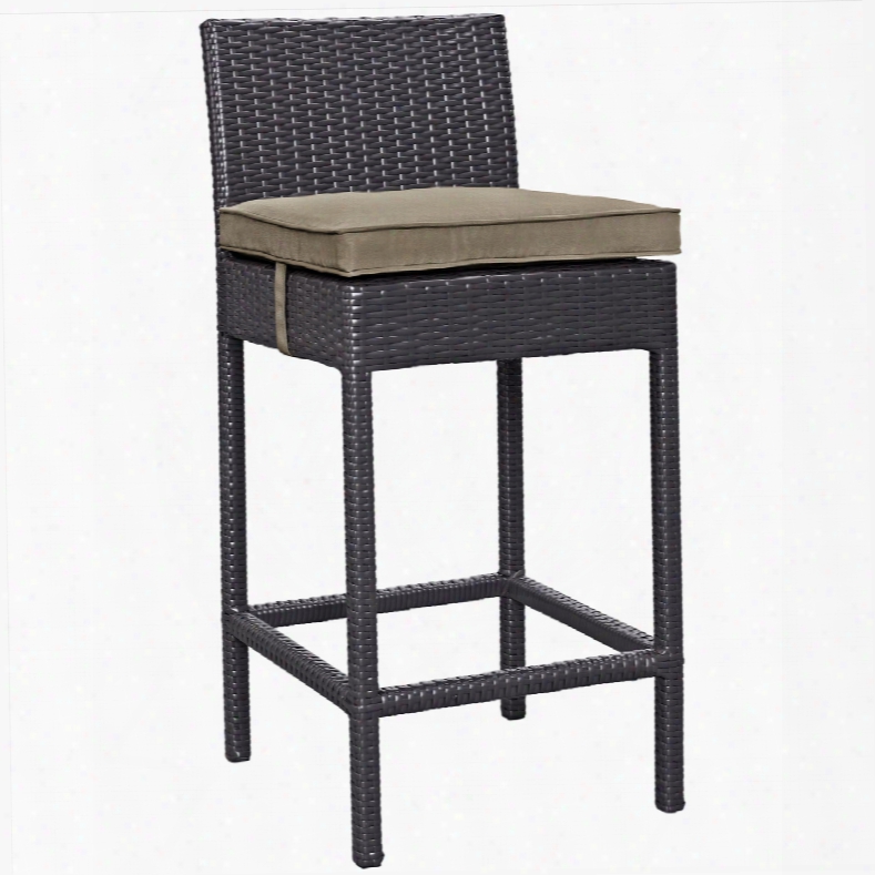 Convene Outdoor Patio Fabric Bar Stool In Espresso Mocha