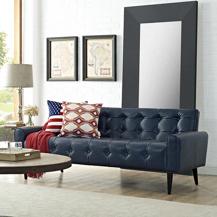 Delve Vinyl Sofa In Blue