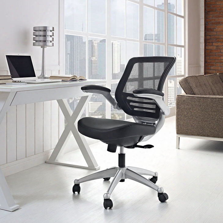 Edge Leather Office Chair In Black