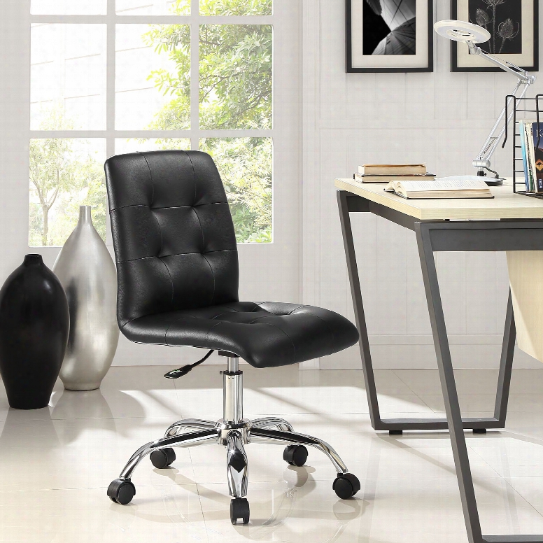 Prim Armless Mid Back Office Chair In Black