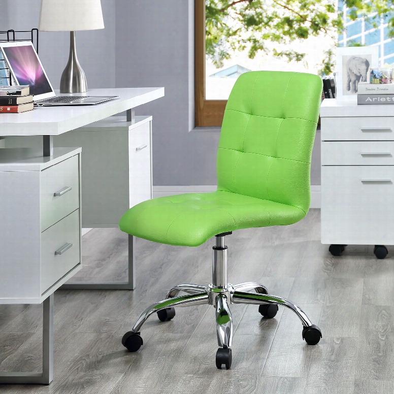 Prim Armless Mid Back Office Chair In Bright Green