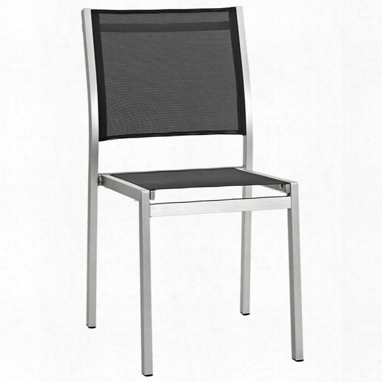 Shore Outdoor Patio Aluminum Side Chair In Silver Black