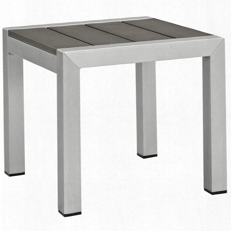 Shore Outdoor Patio Aluminum Side Table In Silver Gray