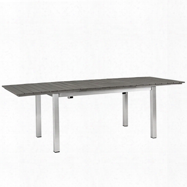 Shore Outdoor Patio Wood Dining Table In Silver Gray