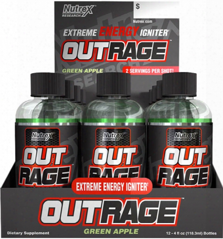 Nutrex Outrage Energy Shots - 12 Shots Green Apple