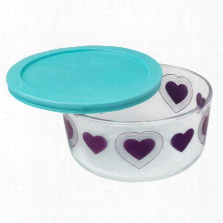 Simply Storage 4 Cup Big Hearts Storage Dish W/ Turquoise Lid