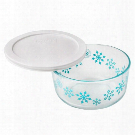 Simply Store 4 Cup Blue Snowflake Holiday Storage Dish W/ White Lid