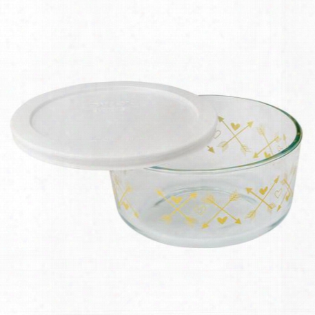 Simply Store 4 Cup Crest Gold Storage Dish W/ White Lid