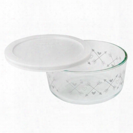 Simply Store 4 Cup Crest Silver Storage Dish W/ White Lid