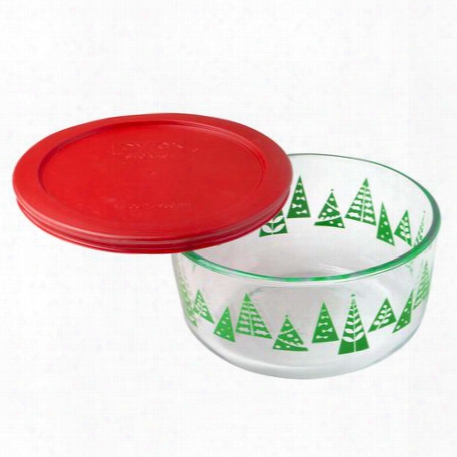 Simply Store 4 Cup Green Christmas Tree Holiday Storage Dish W/ Red Lid