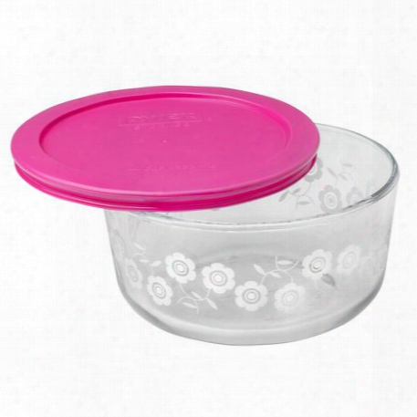 Simply Store 4 Cup Pink Flowers Storage Dish W/ Lid