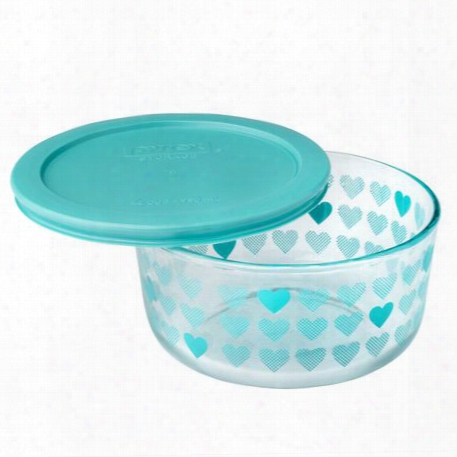 Simply Store 4 Cup Turquoise Hearts Storage Dish W/ Lid