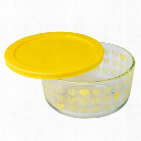 Simply Store 4 Cu P Yellow Hearts Storage Dish W/ Lid