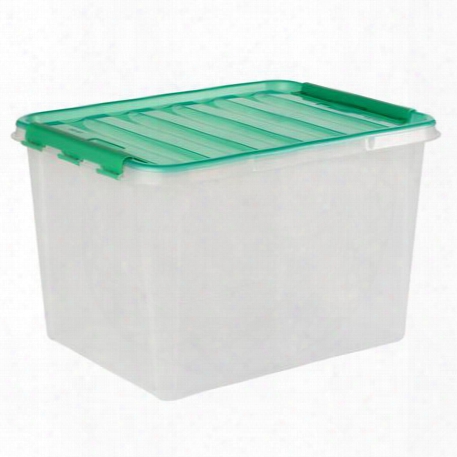 Smart Store 18" X 12" Home Storage Container W/ Kelly Green Handles