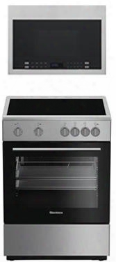 2-piece Kitchen Package With Beru24202ss 24&quo;t Freestanding Electric Range And Hmv1472bhs 24" Over The Range Microwave Oven In Stainless