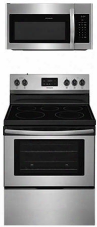 2-piece Kitchen Package With Ffef3052ts 30" Freestanding Electric Range And Ffmv1645ts 30" Over The Range Microwave Oven In Spotless