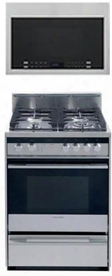 2-piece Kitchen Package With Or24sdpwgx2 24" Freestanding Gas Range And Hmv1472hbs 24" Over The Range Microwave Oven In Stainless