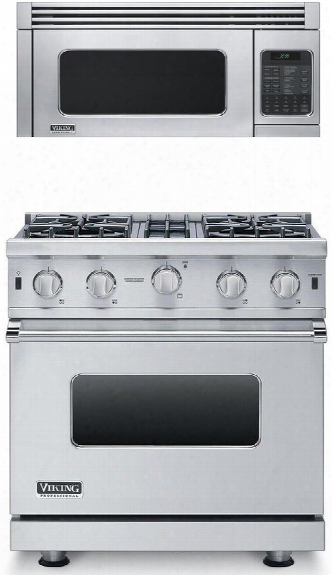 2-piece Stainless Steel Kitchen Package With Vgic53014bss 30" Freestanding Gas Range And Vmor205ss 30" Over The Range