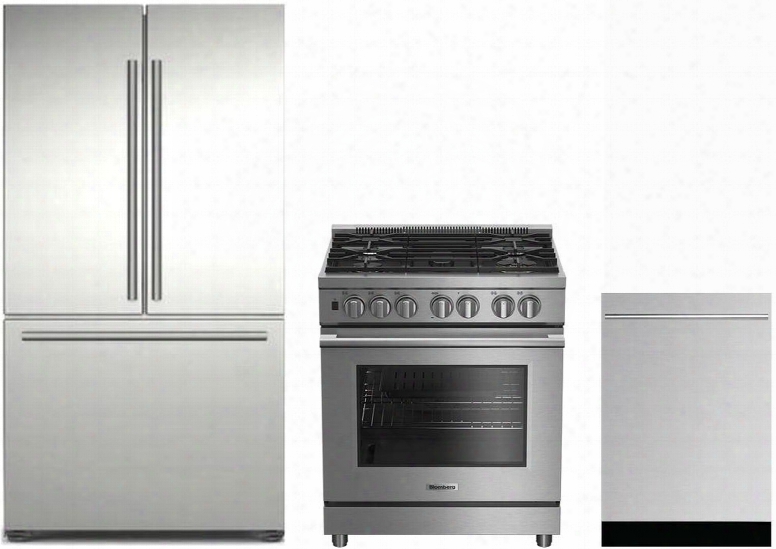 3-piece Kitchen Package With Brfd2230ss 36" French Door Refrigerator Bdfp34550ss 30" Freestanding Dual Fuel Range And Dwt59500ss 24" Built In Fully