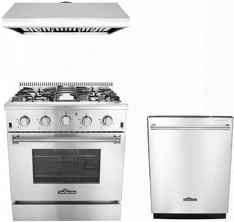3-piece Stainless Steel Kitchen Package With Hrd4803u 48" Dual Fuel Freestanding Range Hrh3006u 48" Under Cabinet Range Hood And Hdw2401ss