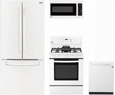 4-piece Kitchen Package With Lfc24770sw 33" French Door Refrigerator Lre3193sw 30" Freestanding Gas Range Lmv2031sw 30" Over The Range Microwave And